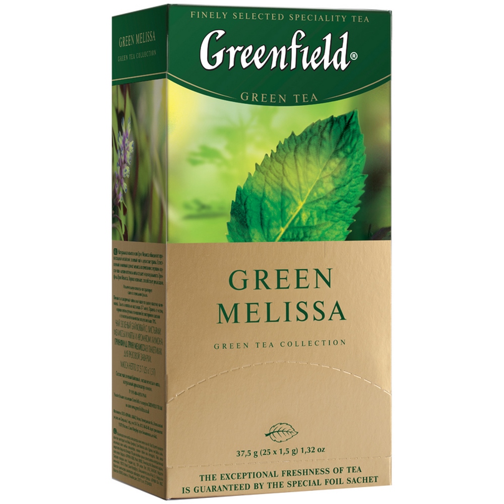 Чай зеленый, пакетированный, 25*1.5гр "Greenfield"  Green melissa 04353