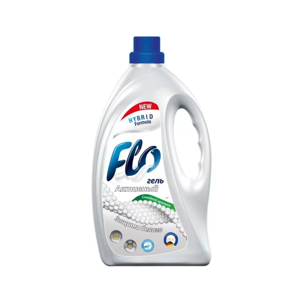 Гель для стирки "Flo" Защита белого, Экспресс удаление для белых тканей, 2л 37733