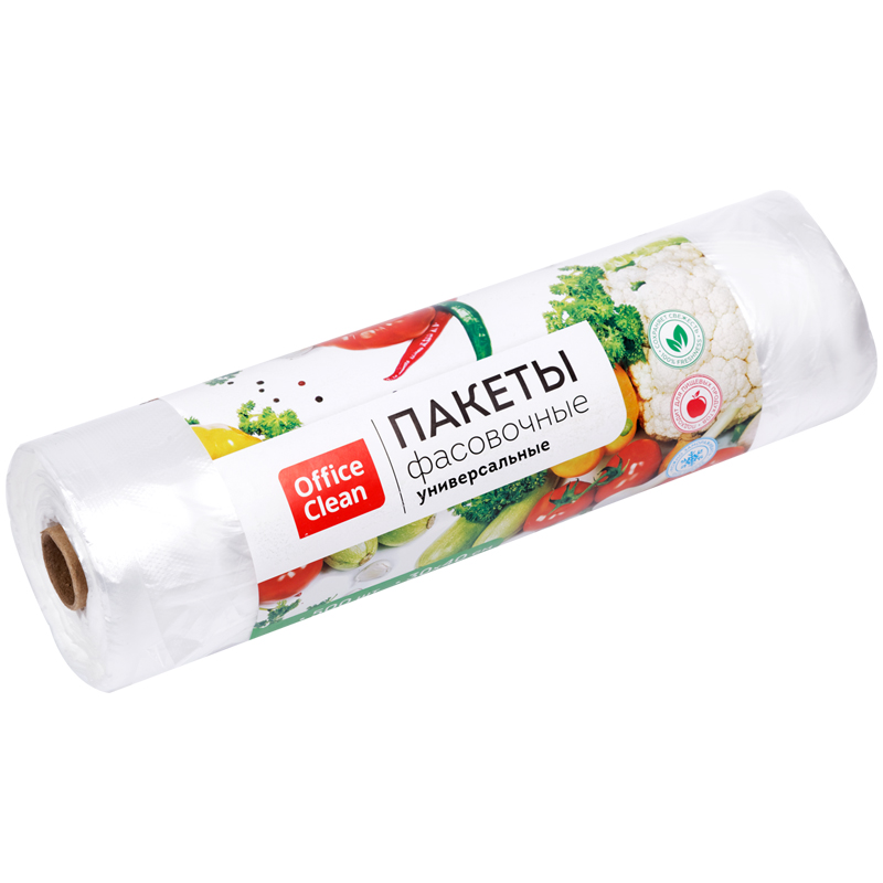 Пакеты в рулоне пещевые 30*40см, прозрачный, 500шт "Office Clean" фасовочные 317618