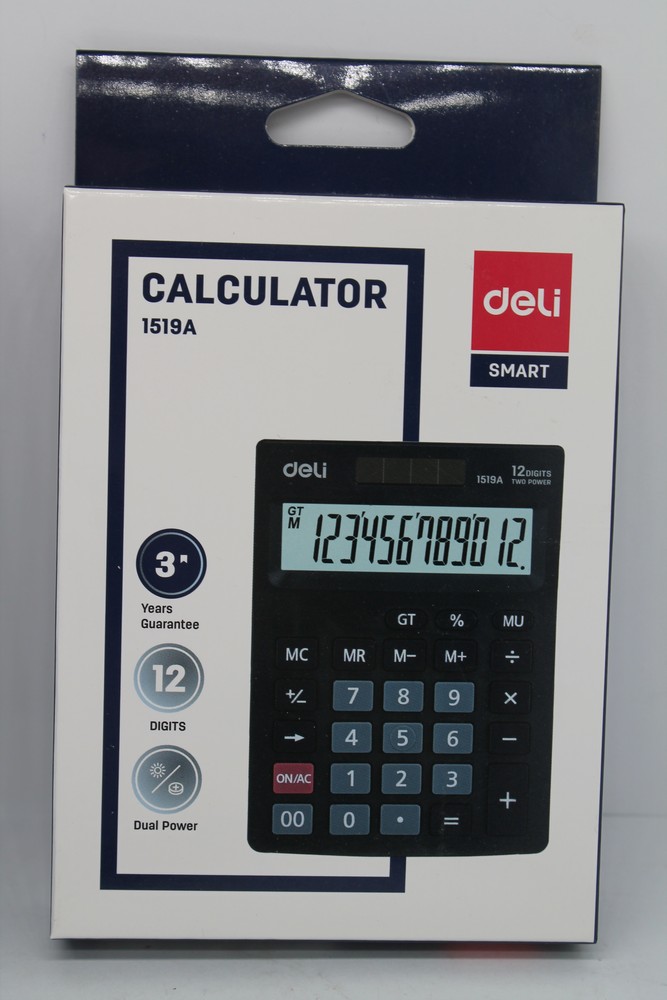 Калькулятор настольный 12 разрядов, 140*105мм черный "Deli" Smart 1519A
