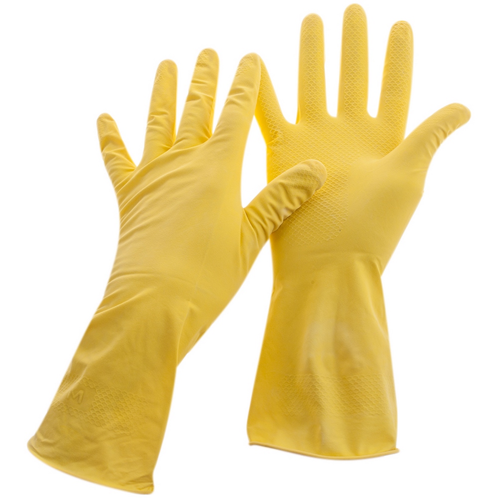 Перчатки для уборки "Office Clean" Унивесальные, M, резиновые, желтые 248569
