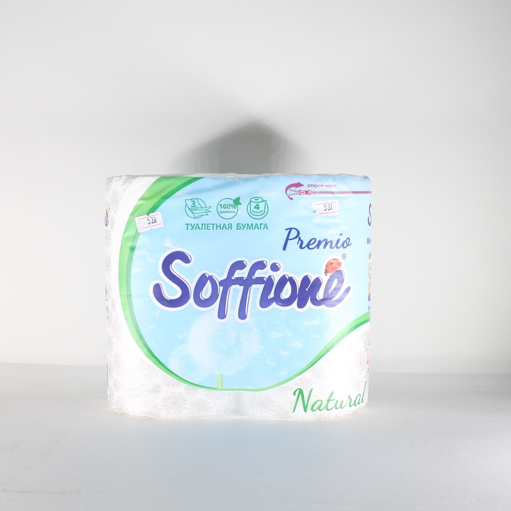 Туалетная бумага "Soffione" Natural, 3 слоя, 4шт 100051