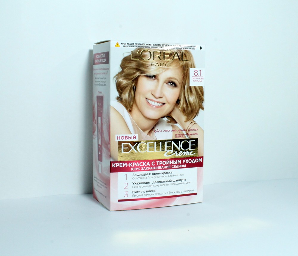Краска для волос "Loreal" Excellence creme, светло-русый пепельный 8,1, 81171