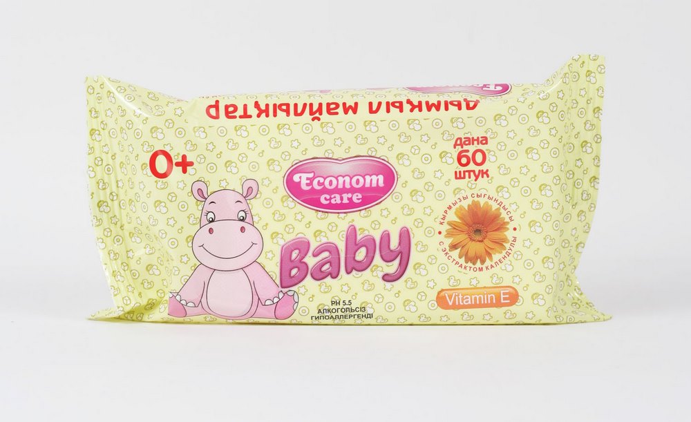 Салфетки влажные "Econom care" Календула, 60шт, детские Р813