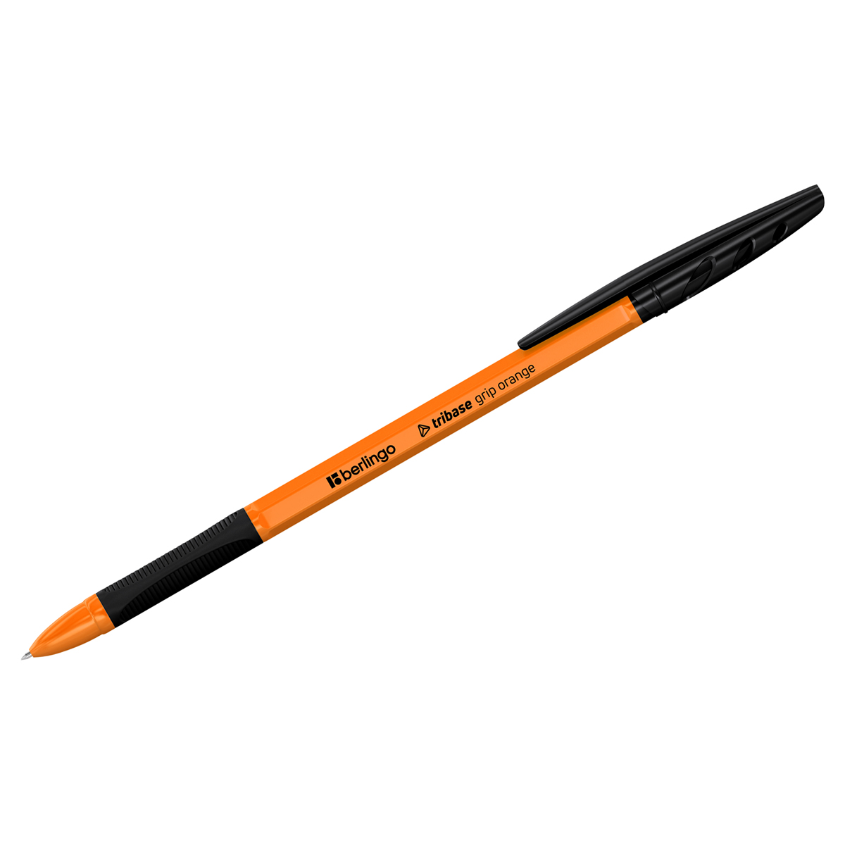 Ручка шариковая неавтоматическая черная, 0,7мм с гриппом, 1шт "Berlingo" Tribase grip orange CBp_709