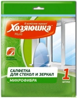 Салфетка для стекол и зеркал "Хозяюшка Мила" БС 30*30см микрофибра, 1шт 4005