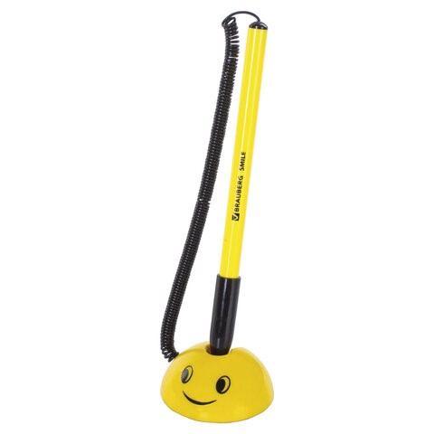 Ручка на подставке шариковая 0,7мм синяя на пружине "Brauberg" Smile 143376
