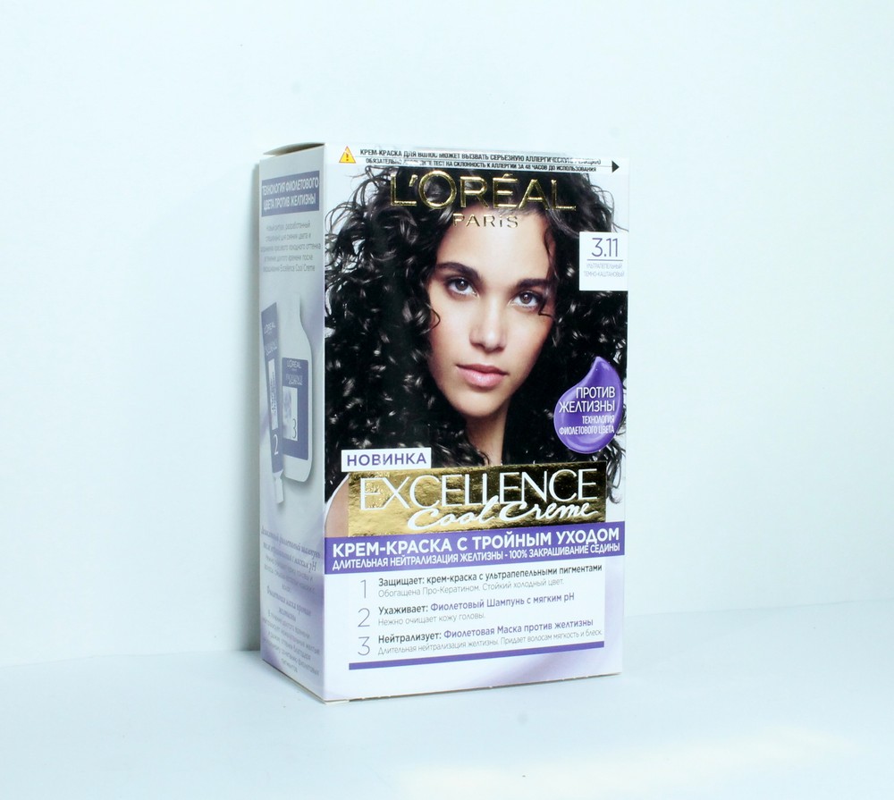 Краска для волос "Loreal" Excellence creme, ультрапепельный темно-каштановый 3,11, 43012