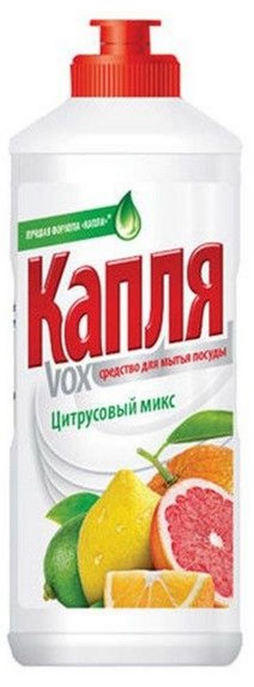 Гель для посуды "Капля" Vox Сила цитрусов, цитрусовый микс, 500гр 13402