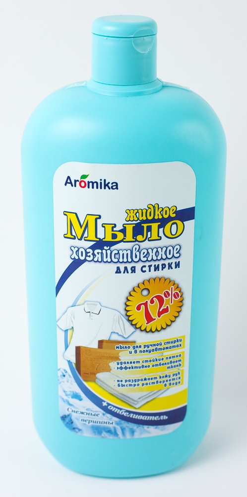 Хозяйственное мыло для стирки "Aromika" для белого белья отбеливающее 72%, 1,1л 26361