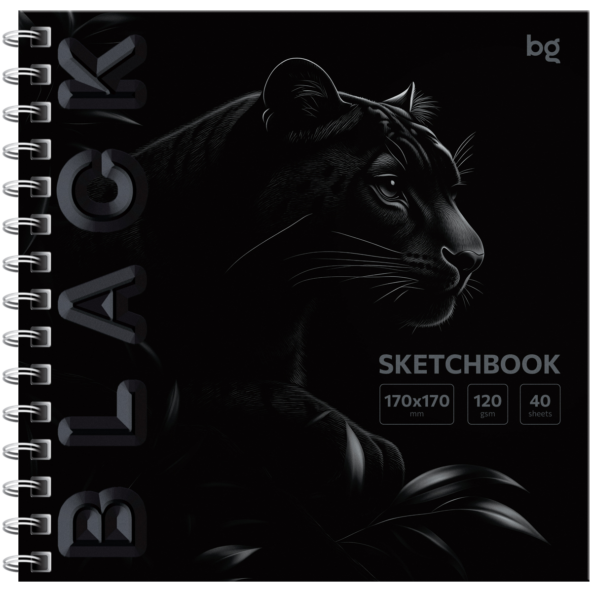 Скетчбук-блокнот, белый/блок, 40 листов на спирали сбоку "BG" Black.Tiger soft tuch 64601