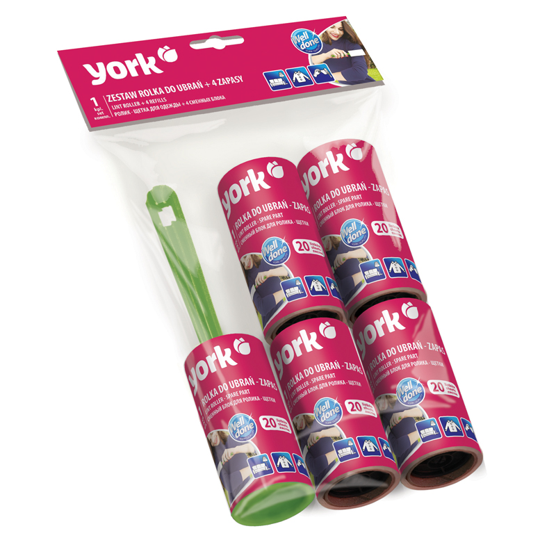 Ролик + 4 сменных блока для чистки одежды, 20,5*4,4*4,4см "York" Стандарт 068020