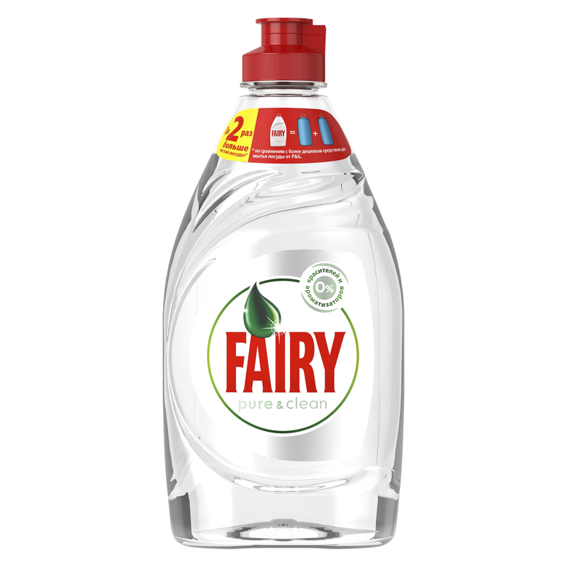 Гель для мытья посуды "Fairy" Pure&clean, без отдушки, 450мл 837424