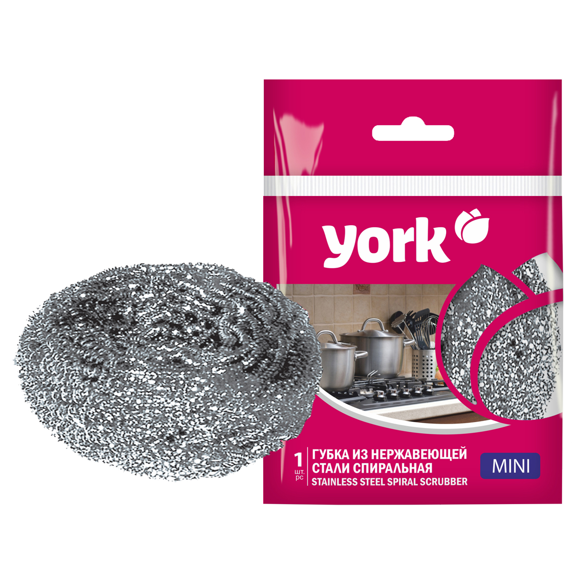 Губка металлическая "York" Мини, 1шт 002020