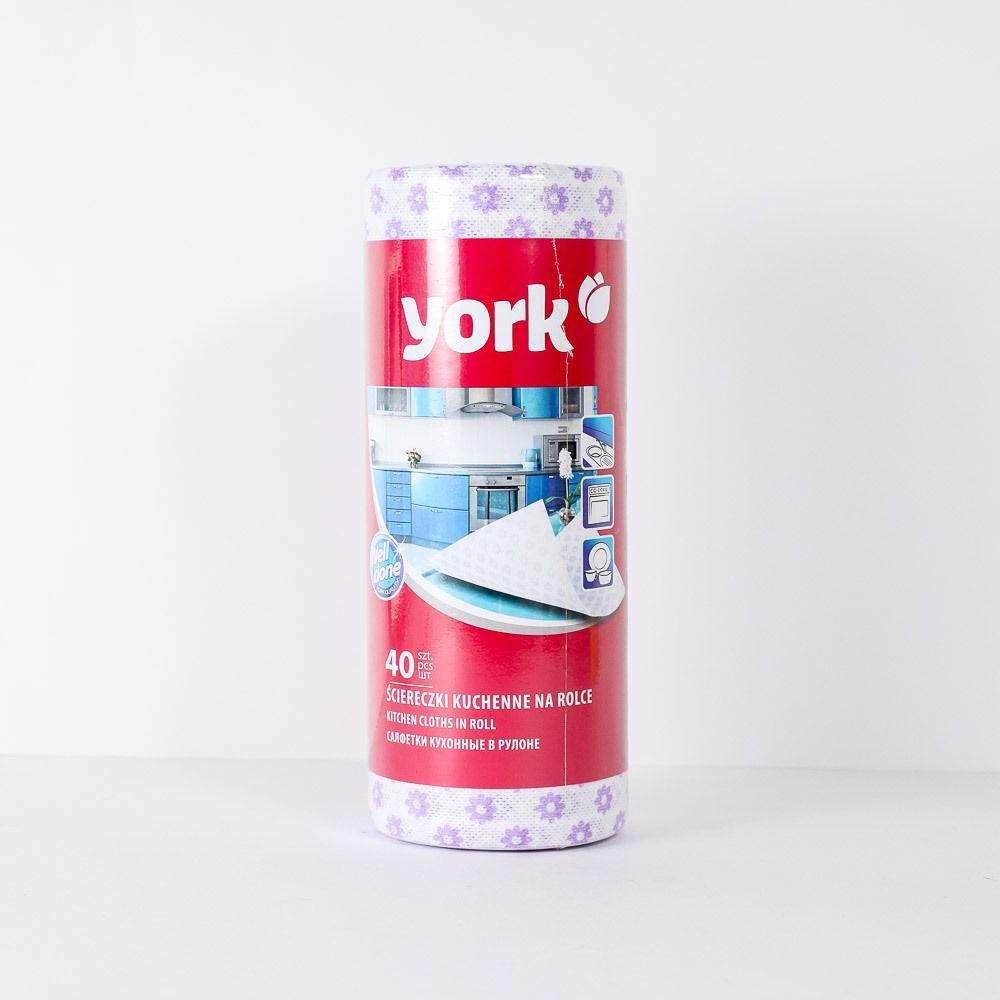 Салфетка для уборки "York" БС 40*25см вискоза, 40шт в рулоне 021100