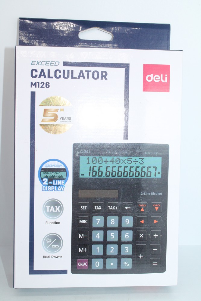Калькулятор настольный 12 разрядов, 140*105мм черный "Deli" 2-line display REF:M126