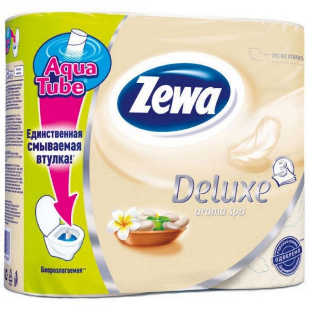 Туалетная бумага "Zewa" Deluxe, персик, 3 слоя, 4шт 35769