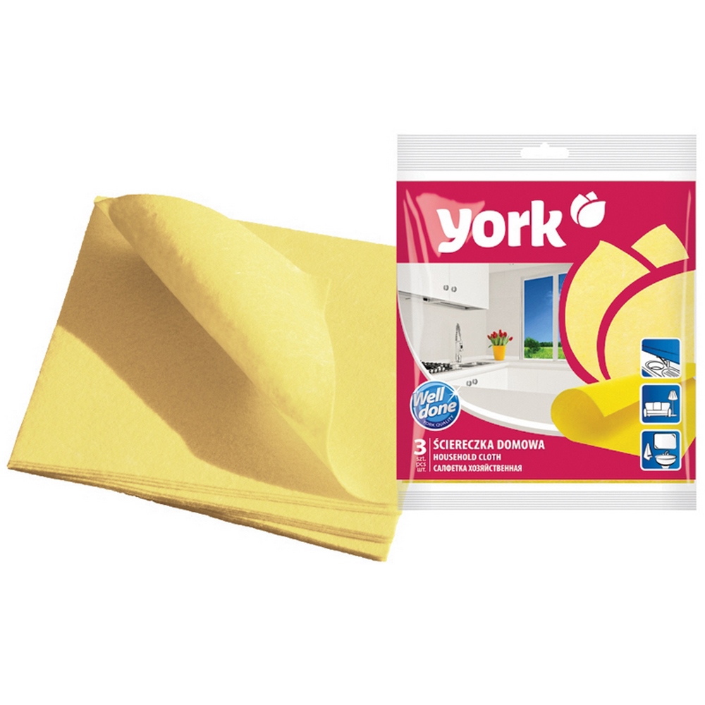 Салфетка для уборки "York" БС 35*35см вискоза, 3шт 20010