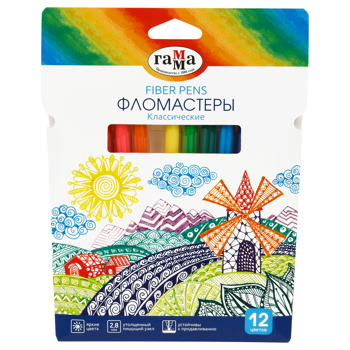 Фломастеры 12 цветов "Гамма" Классические 130822_12