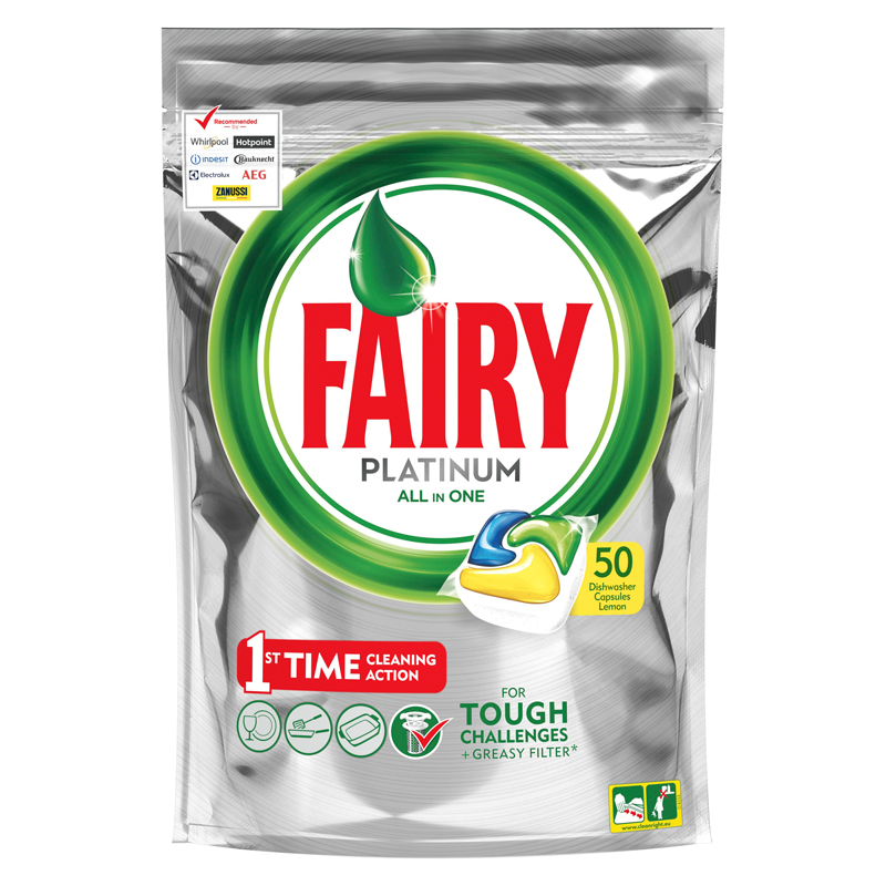 Капсулы для посудомоечных машин "Fairy" Platinum plus, все в 1, лимон 50шт, 747g 33161