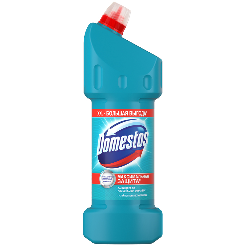 Чистящий гель "Domestos" Максимальная защита, свежесть атлантики, удаляет известковый налет, 1500мл 