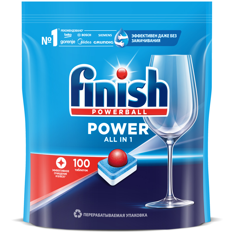 Таблетки для посудомоечных машин "Finish" Powerball power all in 1, 1690гр 95989