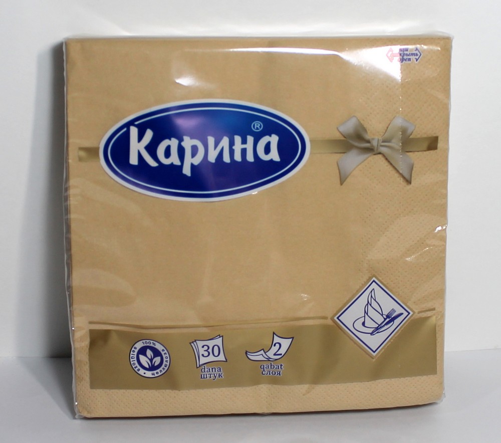 Салфетки бумажные "Карина" Однотонные, 2 слоя, 30шт 30463