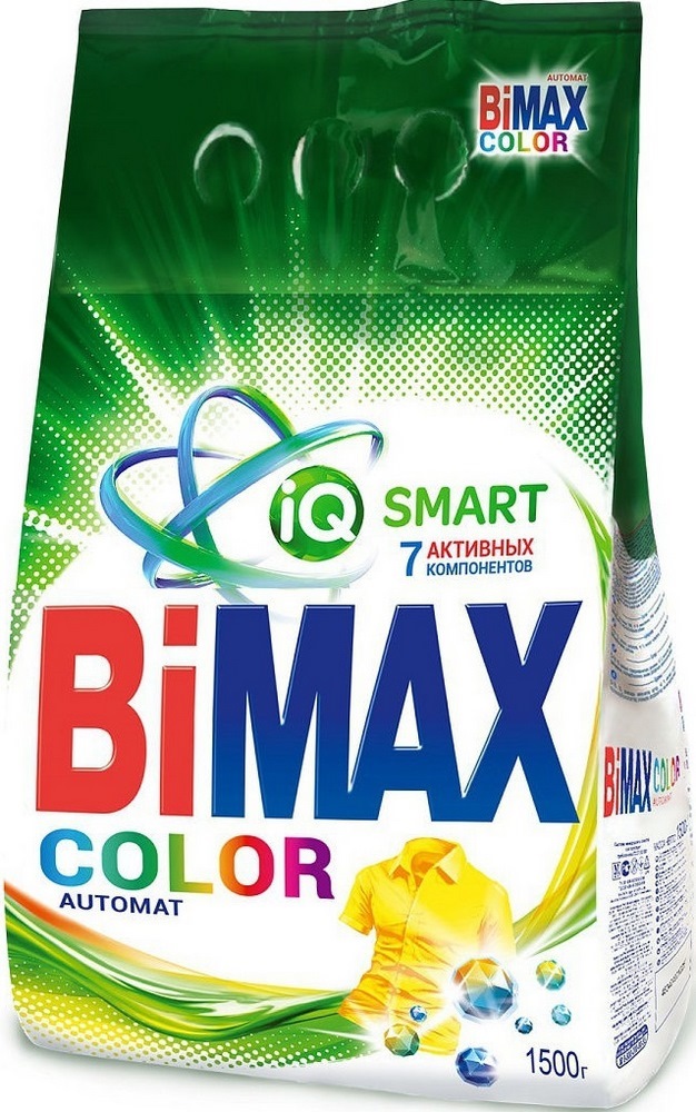 Порошок стиральный "Bimax" Color, машинная стирка, для цветных тканей, 1,5кг 12251