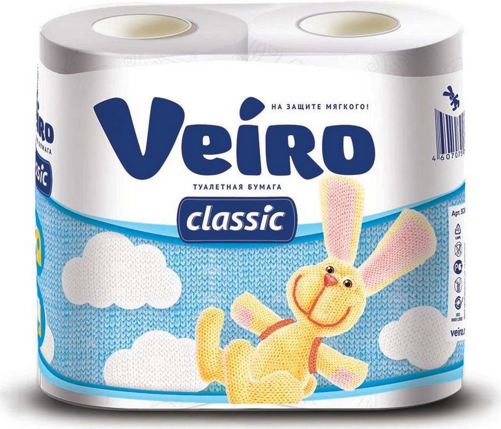 Туалетная бумага "Veiro" Classic, 2 слоя, 4шт 90988