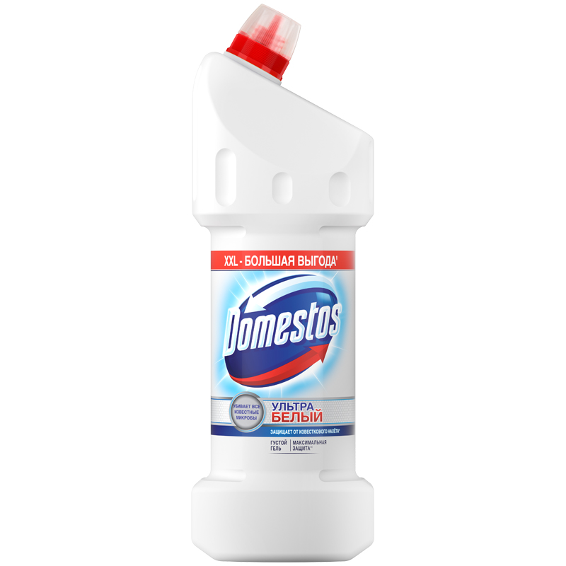 Чистящий гель "Domestos" Ультра белый, удаляет известковый налет и загрязнения, с хлором, 1,5л 84112