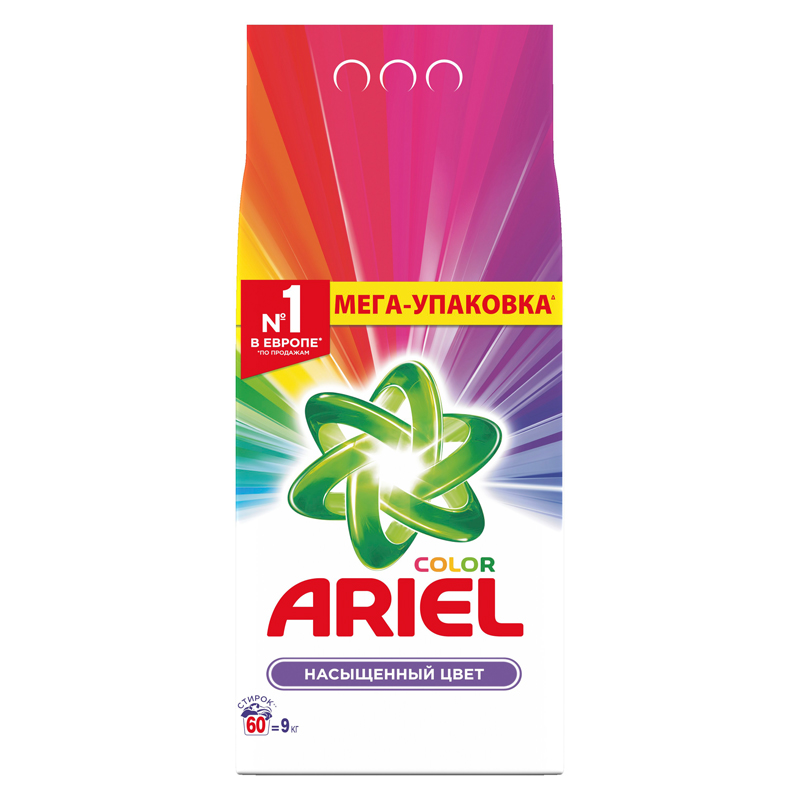 Порошок стиральный "Ariel" Аква-пудра Color, машинная стирка, для цветных тканей, 9кг 62014
