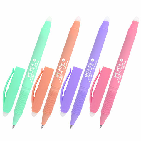 Ручка стираемая гелевая, синяя 0,7мм "Brauberg" Soft & silk pastel 143934