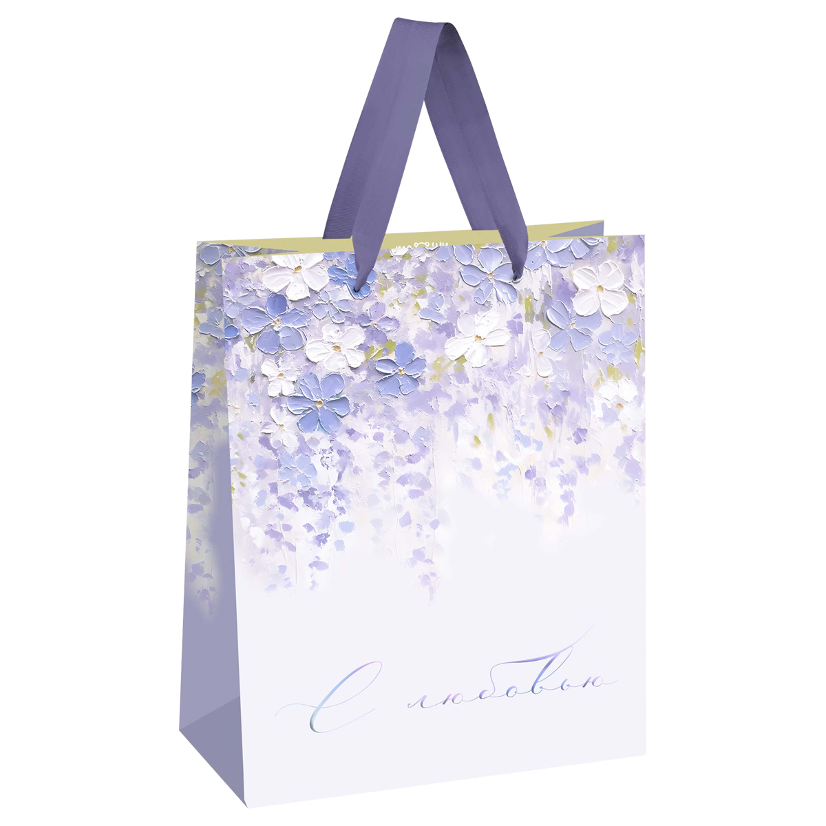 Пакет подарочный крафт-бумага 18*23см, цветной/с рисунком "Meshu" Purple flowers MS_66134