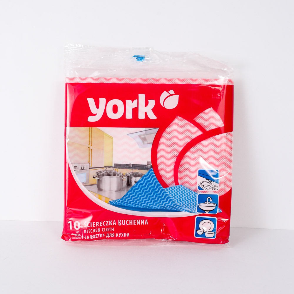 Салфетка для уборки "York" Стандарт 35*35см 70% вискоза 30% полиэстер, 10шт 021040