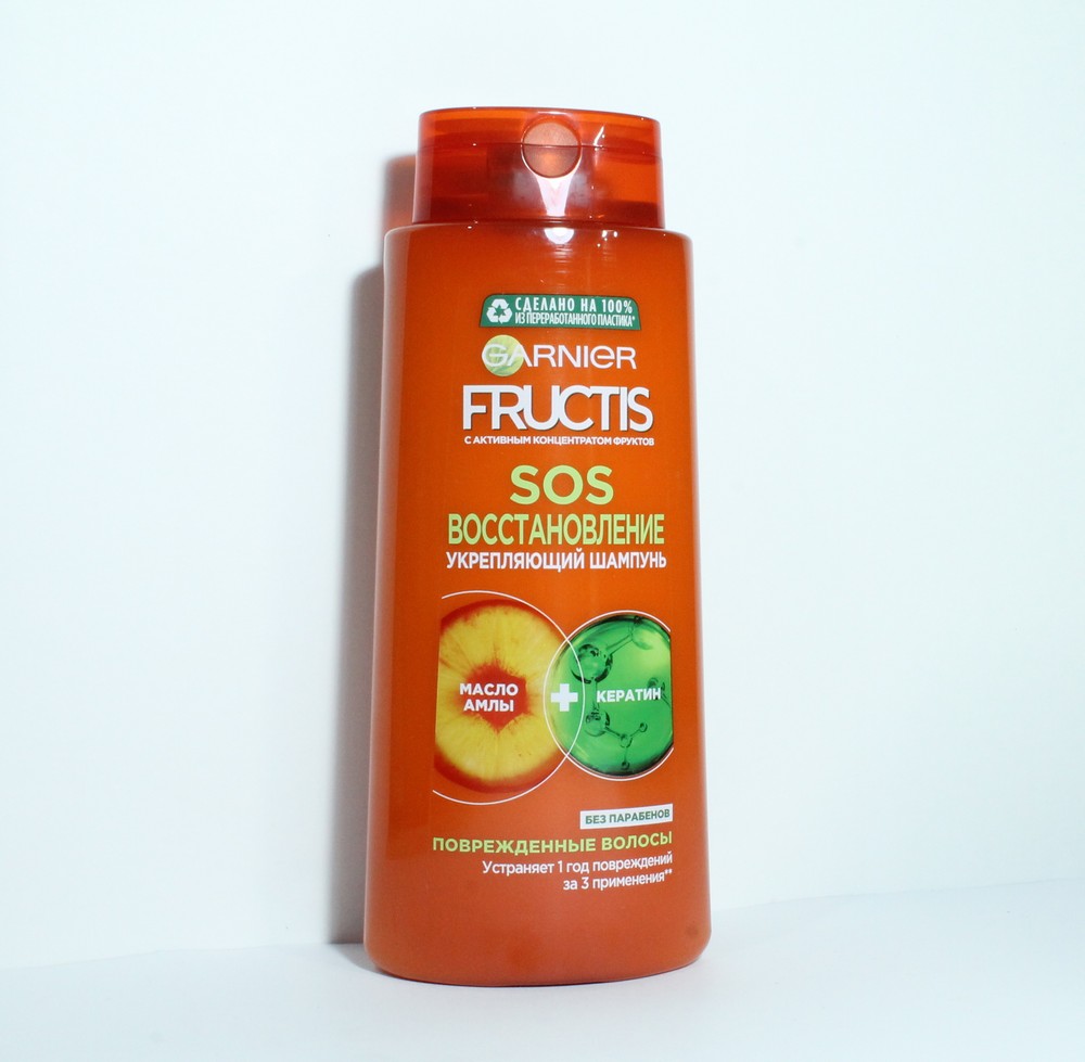 Шампунь для сухих и поврежденных волос "Garnier" Fructis, SOS восстановление, для секущихся волос, 7