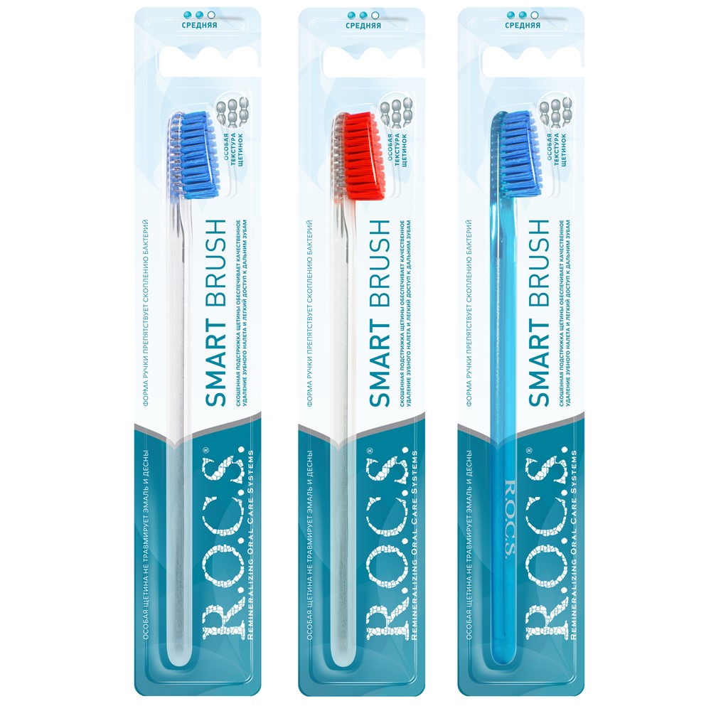 Зубная щётка "R.O.C.S." Smart brush классическая, 1шт средняя щетина 30111