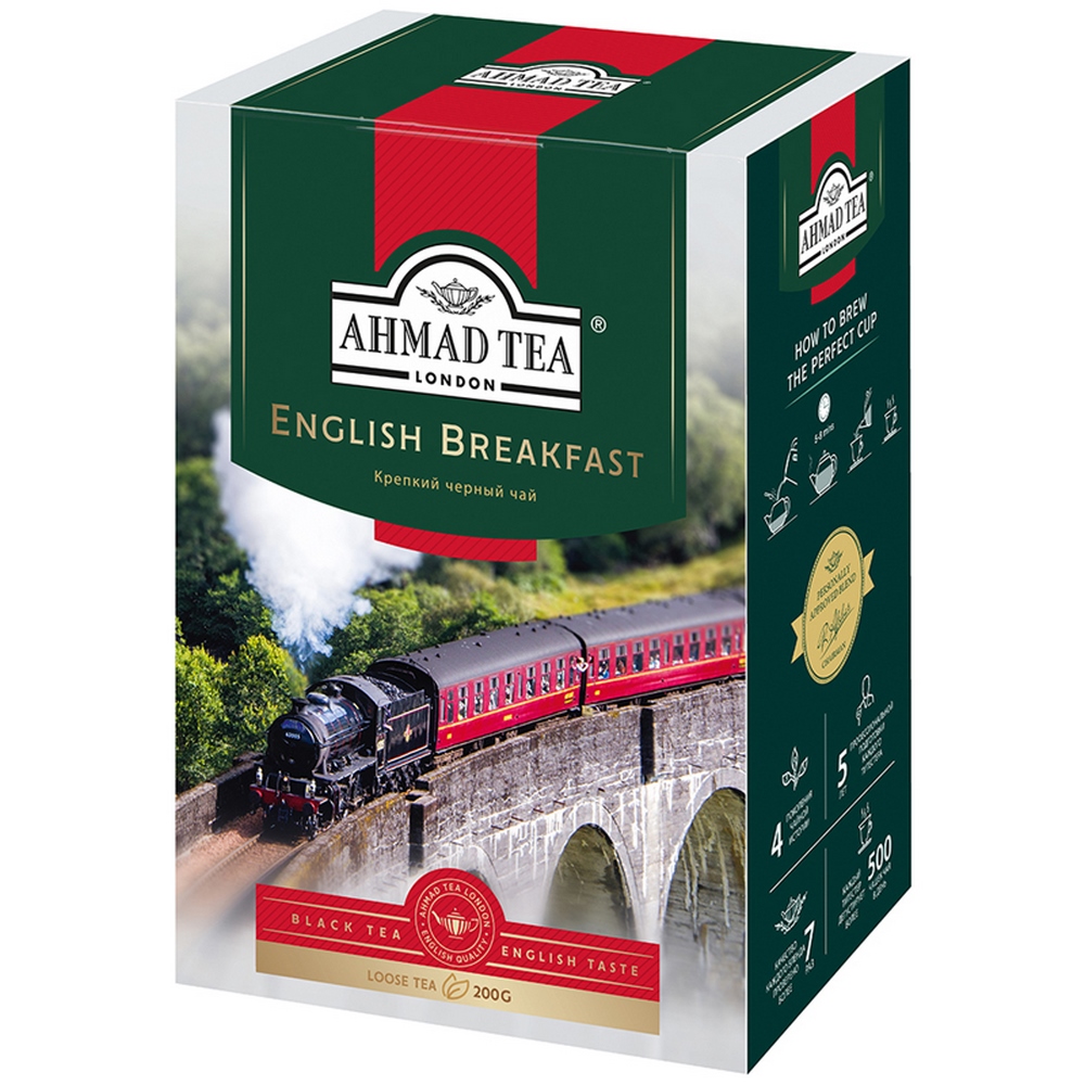 Чай крепкий черный, листовой, 200гр "Ahmad tea" "English breakfast" 12928