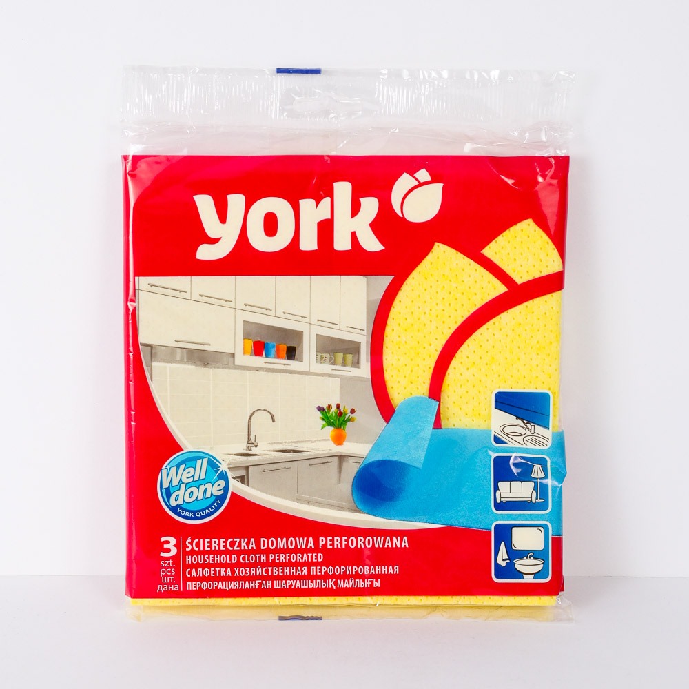 Салфетка для уборки "York" БС 34*35см вискоза+полиэстер+полипропилен, 3шт 020030