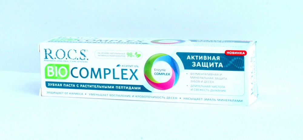 Зубная паста "R.O.C.S." Bio complex без фтора, активная защита 94гр 74201
