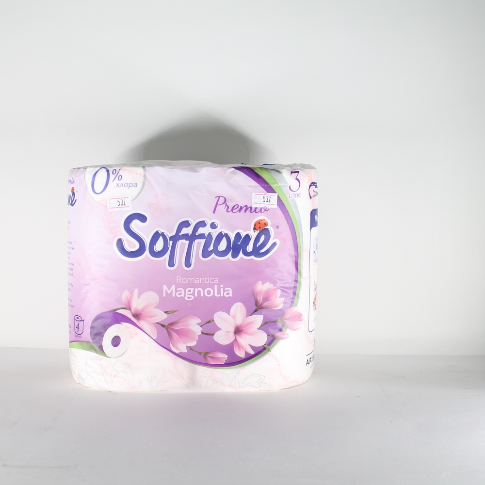 Туалетная бумага "Soffione" Romantica magnolia, 3 слоя, 4шт 101881