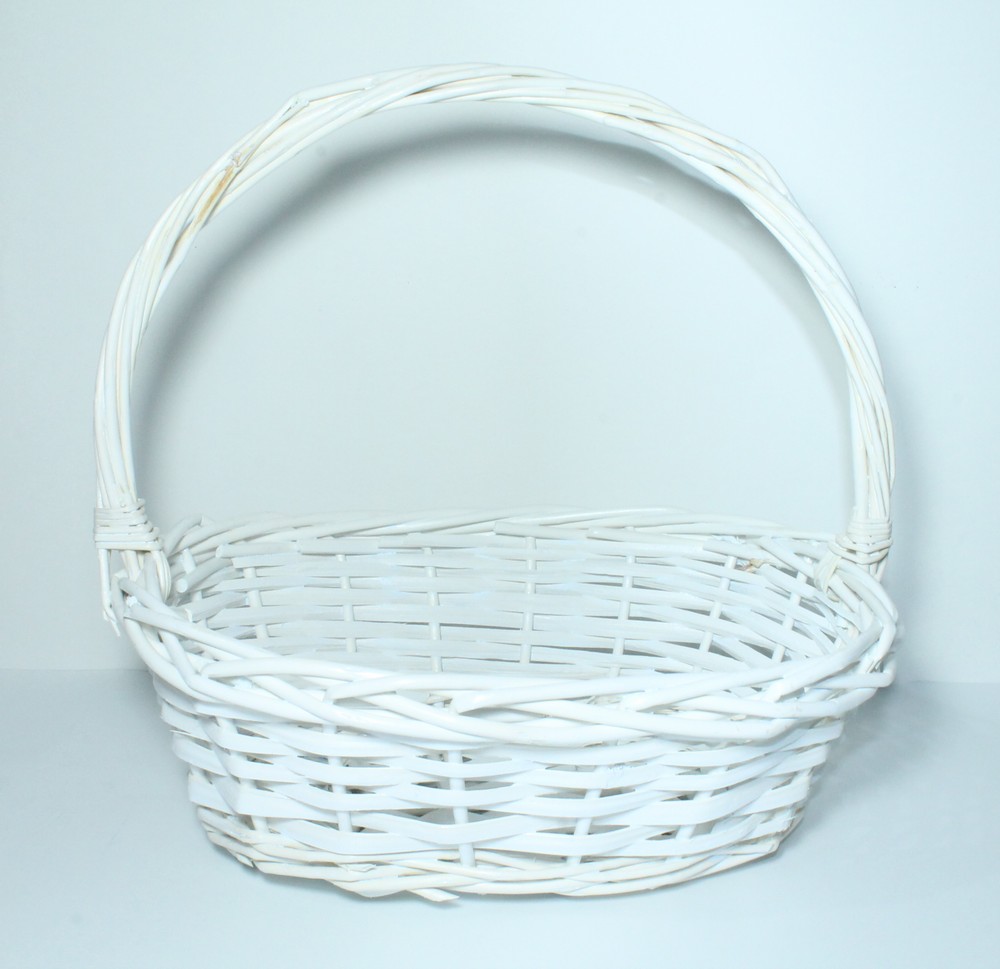 Корзина плетеная 28*20*10см овальная, белая, Из ивы "Комби" 36470