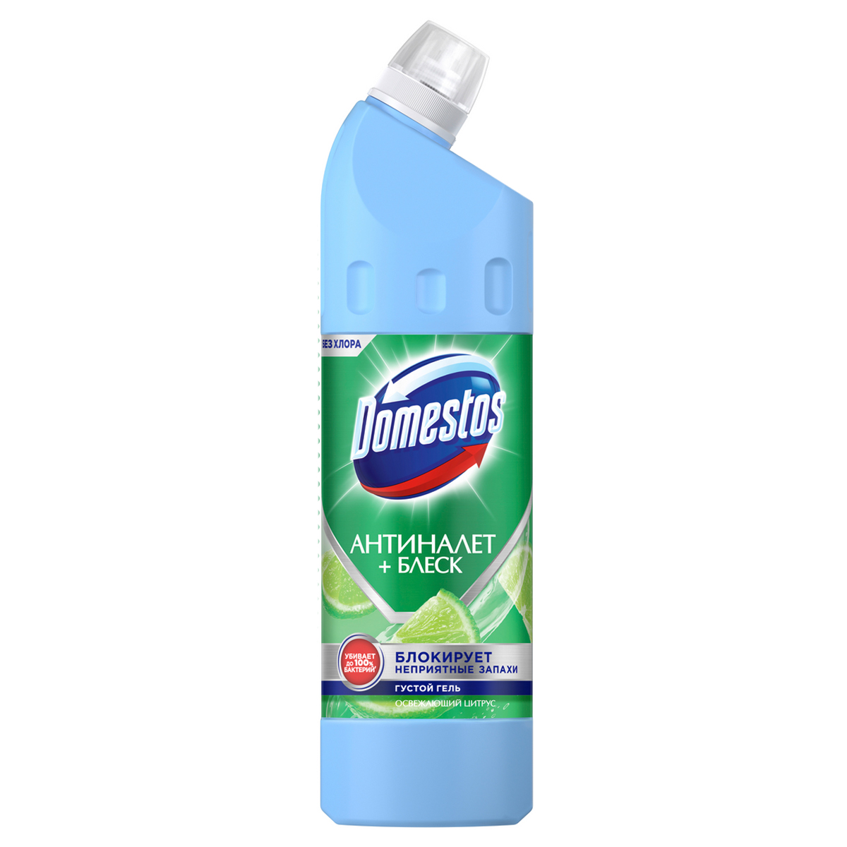 Чистящий гель "Domestos" Антиналет + блеск. Освежающий цитрус, удаляет известковый налет, 750мл 0895