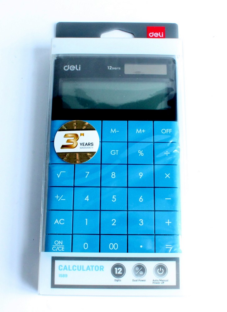 Калькулятор настольный 12 разрядов, 180х105мм синий "Deli" БС 1589
