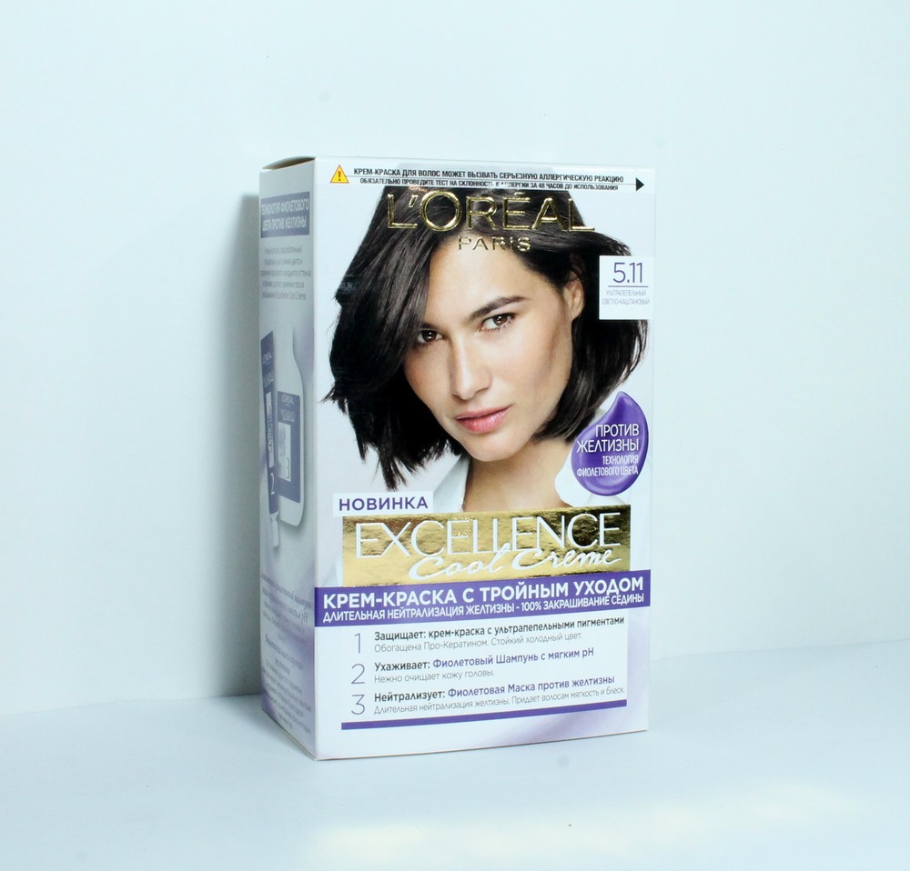 Краска для волос "Loreal" Excellence creme, ультрапепельный светло-каштановый, 43111