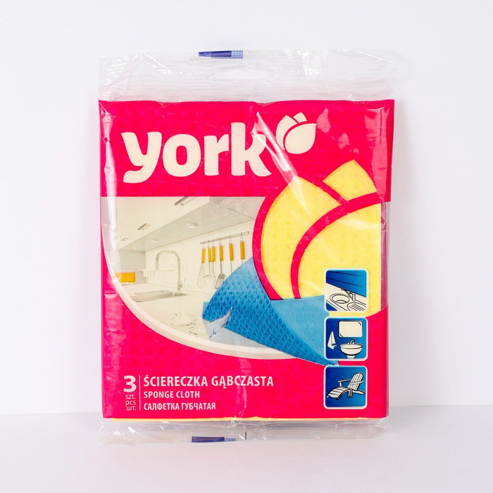 Салфетка для уборки "York" БС 17,5*15,5см целлюлоза, 3шт 024010