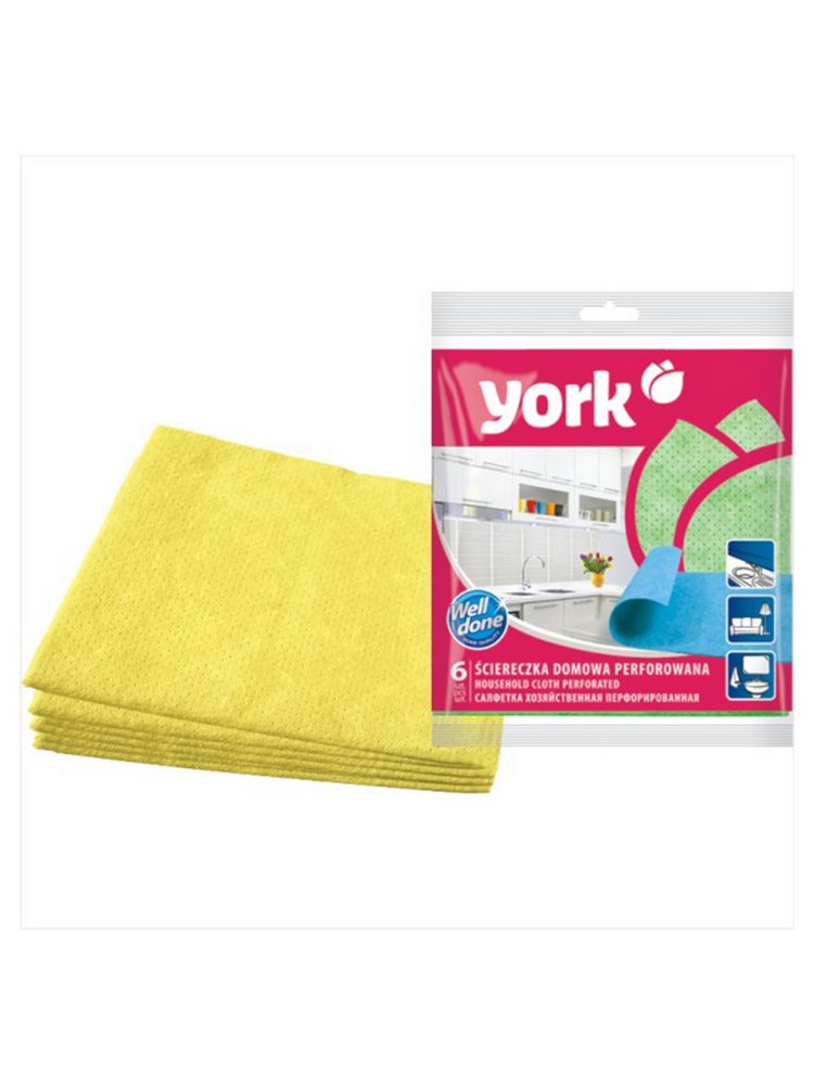 Салфетка для уборки "York" Люкс 35*50см вискоза, 6шт 020330