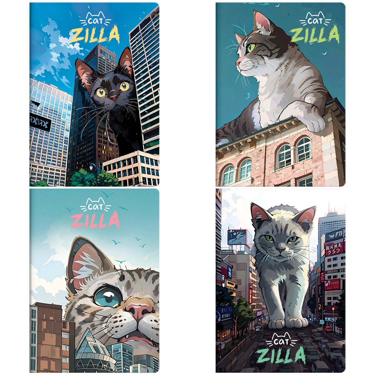 Тетрадь А5 40 листов клетка, на скрепке, с рисунком "Meshu" CatZilla 0MS_60743