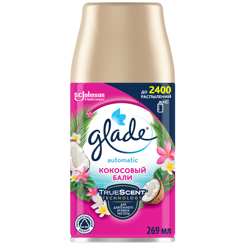 Сменный баллон для освежителя воздуха "Glade" Кокосовый бали, 269 мл 33972