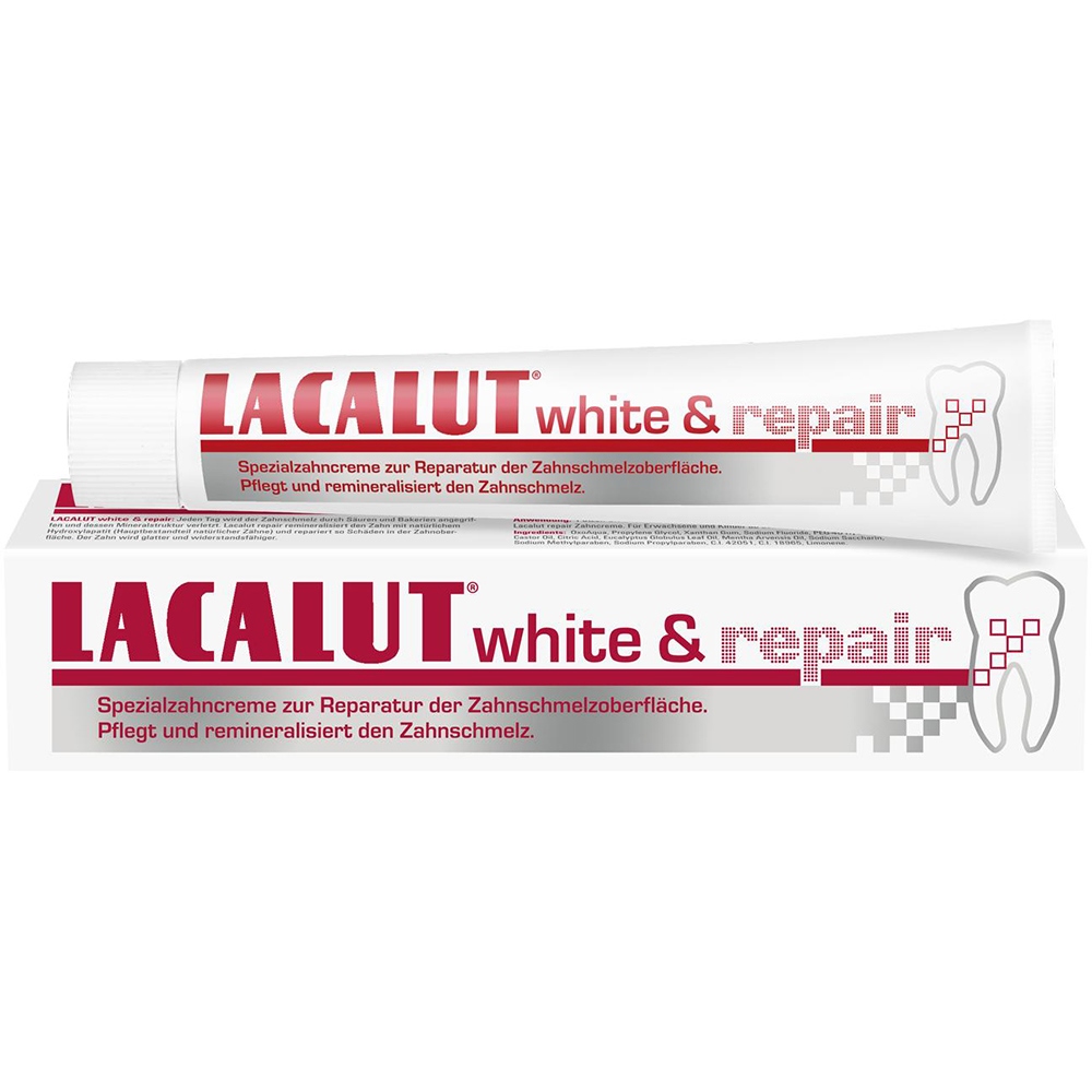 Зубная паста "Lacalut" White & repair, +зубная нить c фтором, укрепление эмали 75гр 62267