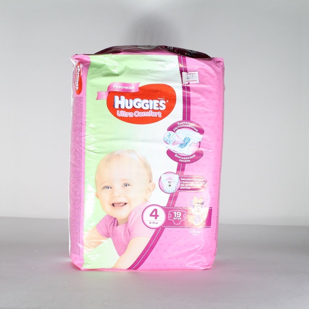 Подгузники "Huggies" Ultra Comfort для девочек, 4 (8-14кг), 19шт 43567